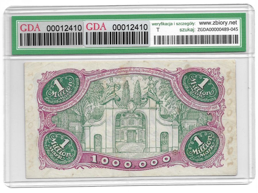 Wolne Miasto Gdansk - 1 milion marek 1923 r. - Ocena GDA 35 (K15)