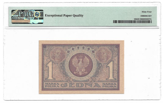 1 marka polska 1919 r. - Seria IAR - Klasyfikacja PMG 64 EPQ