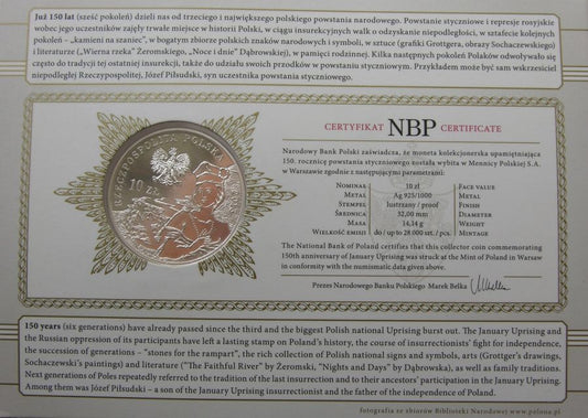 10 zlotych - 150. rocznica Powstania Styczniowego