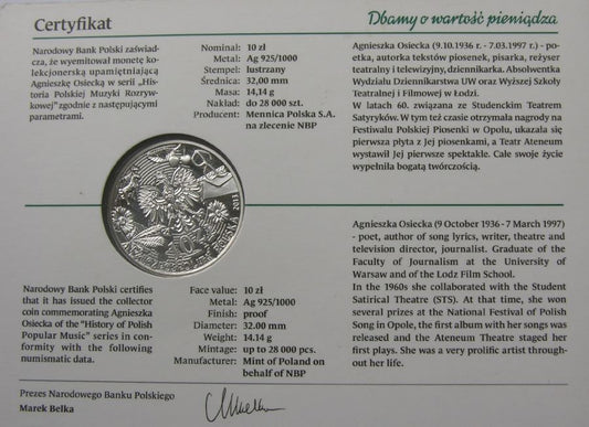 10 zlotych - Historia polskiej muzyki rozrywkowej - Agnieszka Osiecka