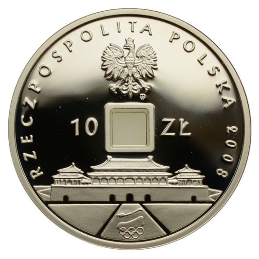10 zlotych - Igrzyska Olimpijskie - Pekin 2008 (otwуr kwadratowy)