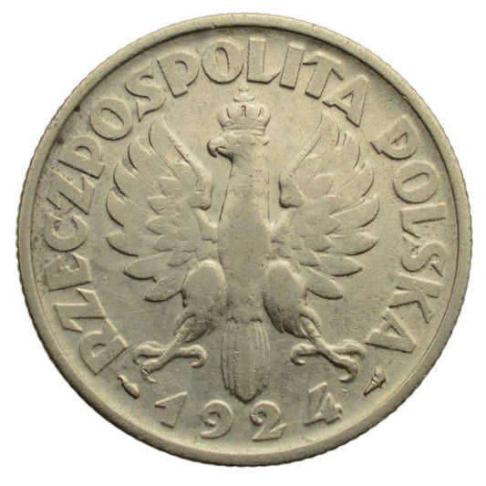 2 zlote 1924 r. - Zniwiarka (rуg i pochodnia) (K75)