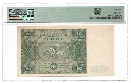 20 zlotych 1947 r. - Serie B - Klasyfikacja PMG 64