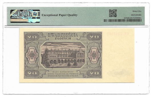 20 zlotych 1948 r. - Seria KC - Klasyfikacja PMG 65 EPQ